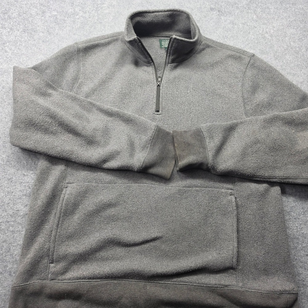 J.Crew Sport Mens Gray Quarter Zip Pullover Kangaroo Pocket Sweater Size M
